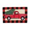 Classic Holiday Red Vintage Pickup Truck with Christmas Tree Check Framed Indoor Accent Rug, 2 x 3 ft.